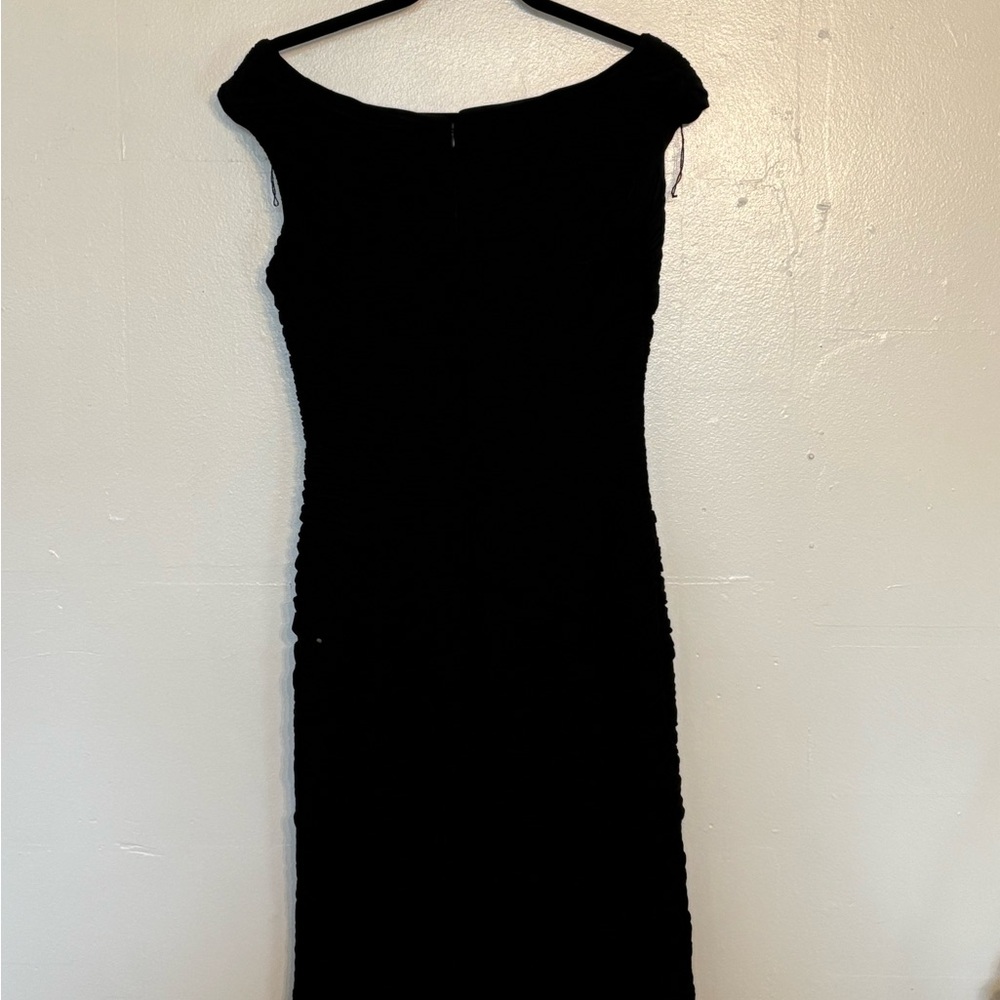 Adrianna Papell Black Off-Shoulder Midi Dress